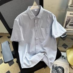 Summer Thin Hong Kong-style and Japanese-style Short-sleeved Shirt for Men, Leisurely, Versatile, Solid Color, Trendy Brand, Trendy, Handsome Teenager's Shirt