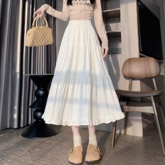 Early Autumn New Style High-waist Slimming White Half Skirt for Women, with Design Sense, Medium and Long Length, A-line, Lotus-leaf Edge, Large Swinging Cake Skirt, &yen; 44.8